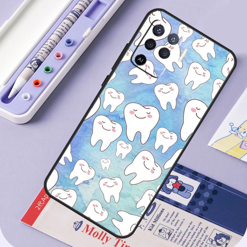 Dentist Tooth Pattern Case For OPPO A53 A31 A5 A9 A52 A72 A15 A83 A91 A93 A54 A74 A94 Find X3 Lite X5 Pro Cover