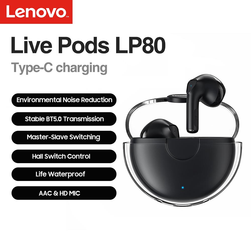 Lenovo LP80 Bluetooth наушники TWS Беспроводные наушники с сенсорным управлением Шумоподавление HD Стереогарнитуры Игровые наушники с микрофоном