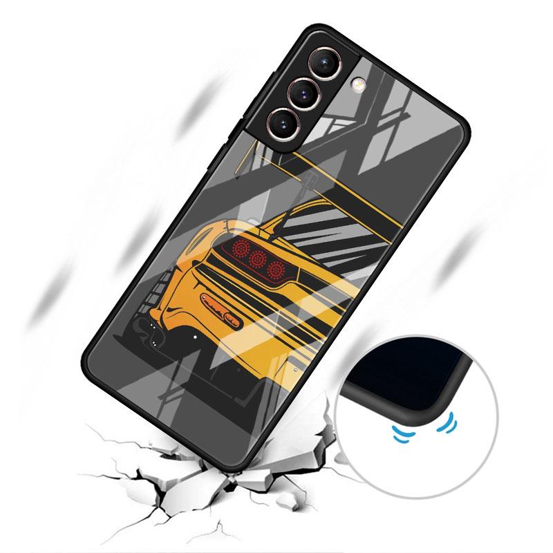 Японский стеклянный чехол со спортивными автомобилями JDM для Samsung Galaxy S22 S20 FE S21 Plus, чехол для телефона S10 5G S9 Note 20 Ultra 10 Lite Shell