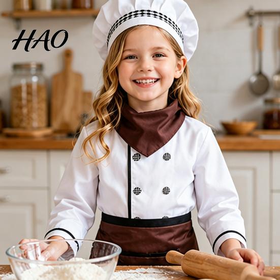Little Chef Cooking Set Kids Costume for Boys And Girls, Comfortable Outfit with Adjustable Apron Hat Role Play Baking Activities Stage Performance