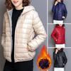 Women Fall Winter Coat Padded Hooded Thick Long Sleeve Warm Solid Color Smooth Slim Fit Zipper Closure Pockets Cardigan Lady Cotton Coat Jacket