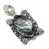 Natural Black Rutile Gemstone Handmade 925 Sterling Silver Pendant 2.17" U1f15