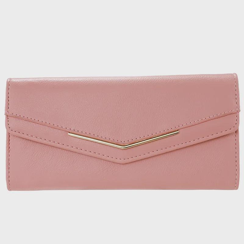 Женский длинный модный кошелек с тремя отделениями и отделениями для карт, из промасленной вощеной кожи в корейском стиле, большой вместимости.