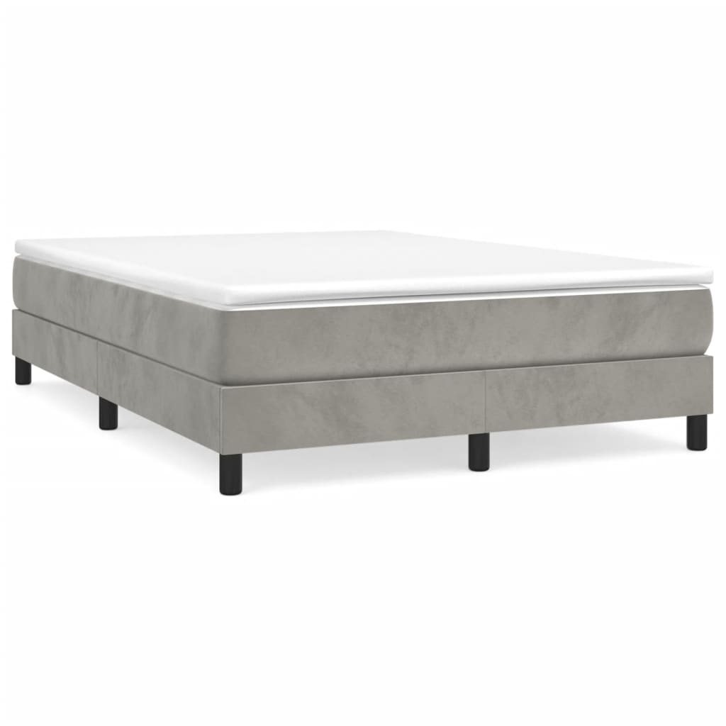 Box Spring Bed Frame Light Gray 140 x 190 cm Velvet