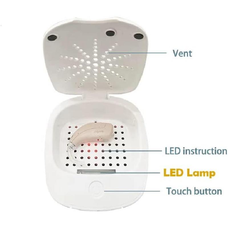 Осушитель для слухового аппарата Сушилка для слухового аппарата помогает остановить зуд в ушах, удаляя пот и мозиту со слуховых аппаратов, беспроводных наушников, ушных усилителей