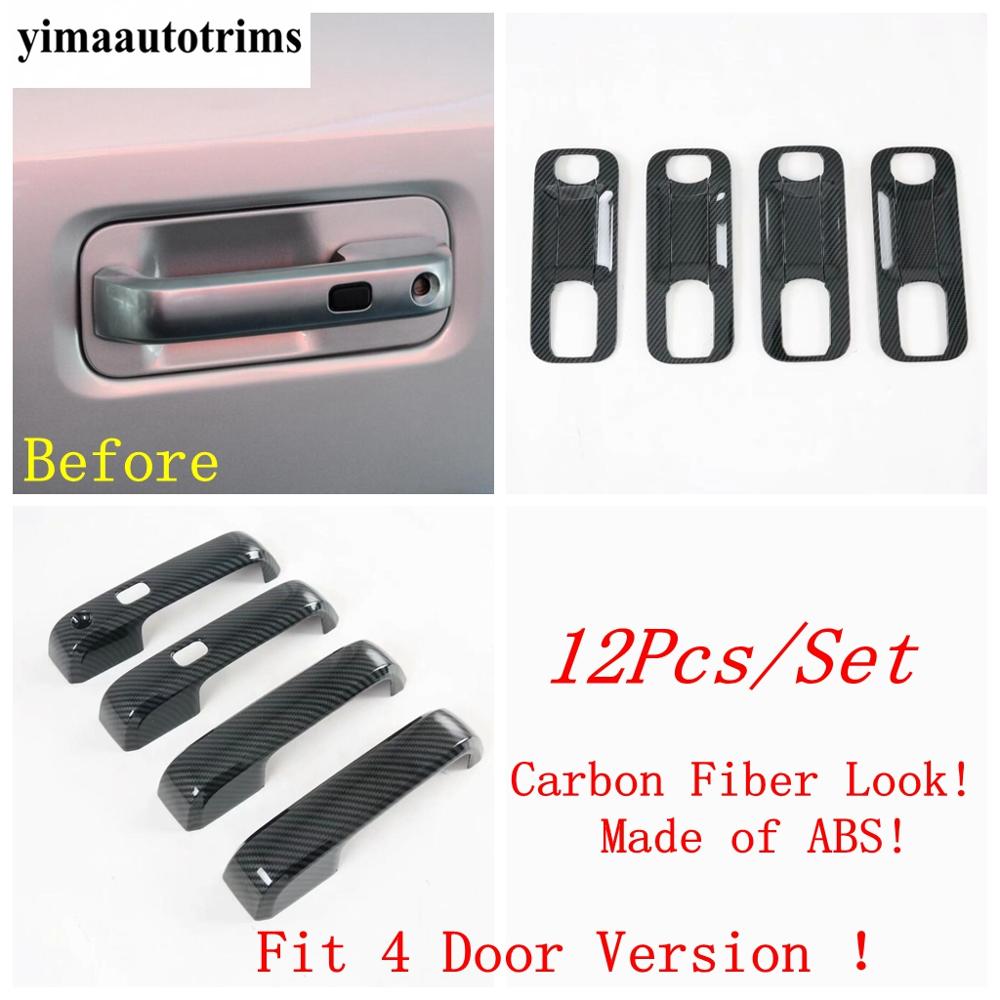 Side Door Handle Bowl Frame Decorative Sequ Cover Trim For Ford F-150 / Raptor 2015 - Chrome / Carbon Fiber Accessories
