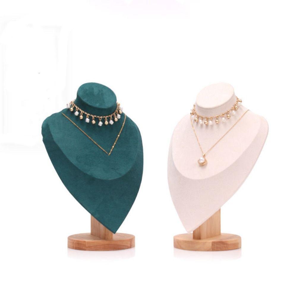 Wooden Necklace Display Rack Suede Display Model High Quality Neck Display Props Necklace