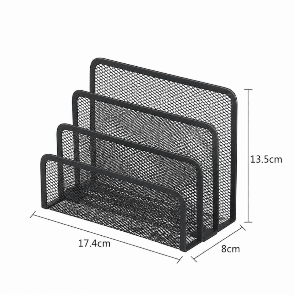 Iron Mail Organizer Countertop Black Document Sorter Tray Paper Letter Holder Home Office Use