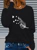 100% Pure Polyester Women's Spring and Autumn Loose Casual Fashion Paris Letter Graphic Printed Long Sleeved Round Neck T-Shirt