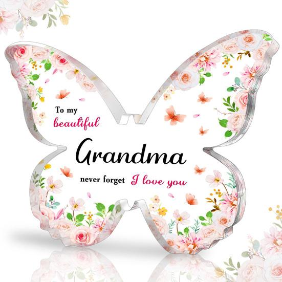Акриловая табличка в форме бабочки на память, кристально чистая акриловая долговечная цветная печать, сердечная табличка с посланием на День матери, подарки для мамы