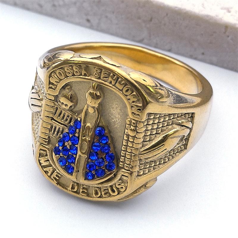 Кристалл Богоматери Апаресиды Бразилия Nossa Senhora Кольцо Мужское Нержавеющая Сталь Кольца Девы Марии Ювелирные Изделия Подарок Бойфренду RRR514S05