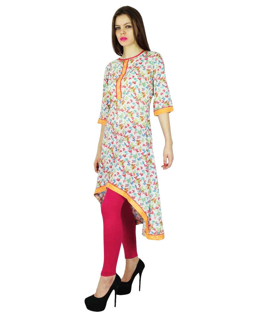 Phagun Ethnic Kurti Indian Floral Printed Bollywood Kurta Cotton Top Tunic