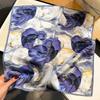 Luxury Purple Floral Satin Square Scarf for Women Soft Lightweight Versatile Fashion Accessory for Hair Neck Shawl