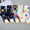 1 Pair Cartoon Smile Women Socks Cotton Harajuku Skateboard Girl Socks Novelty Breathable Sox Christmas Gift Factory Direct