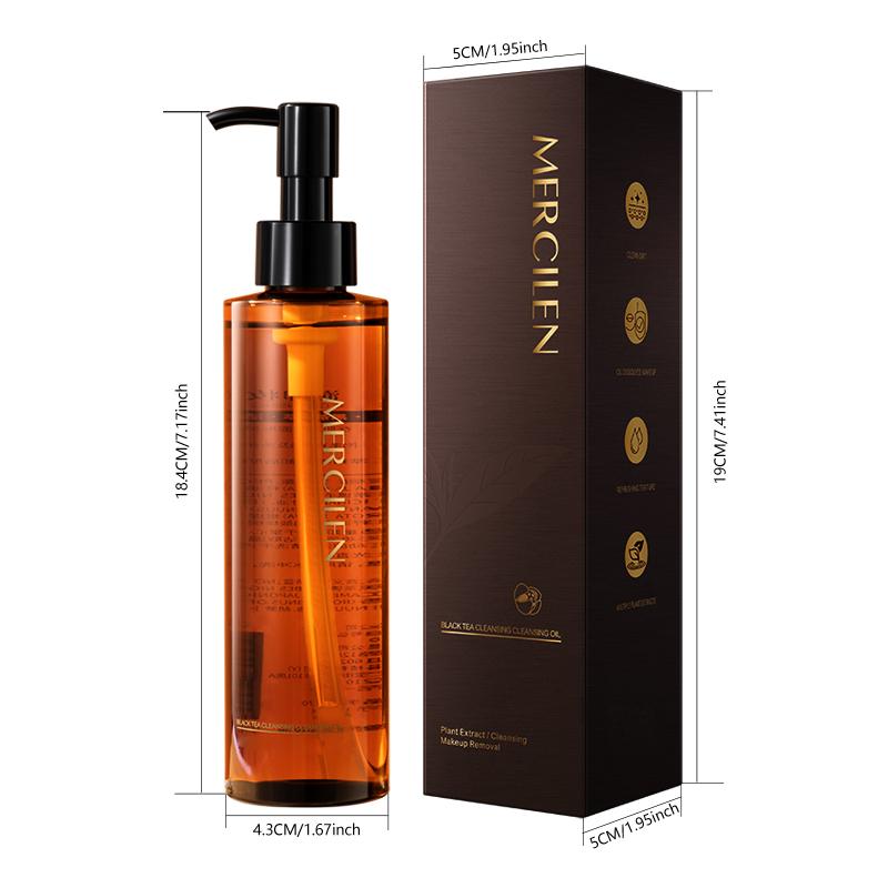MERCILEN 185ml Black Tea Cleansing Oil Gentle Cleansing Face Eyes and Lips Makeup Remover Milk Plant Cleansing Oil