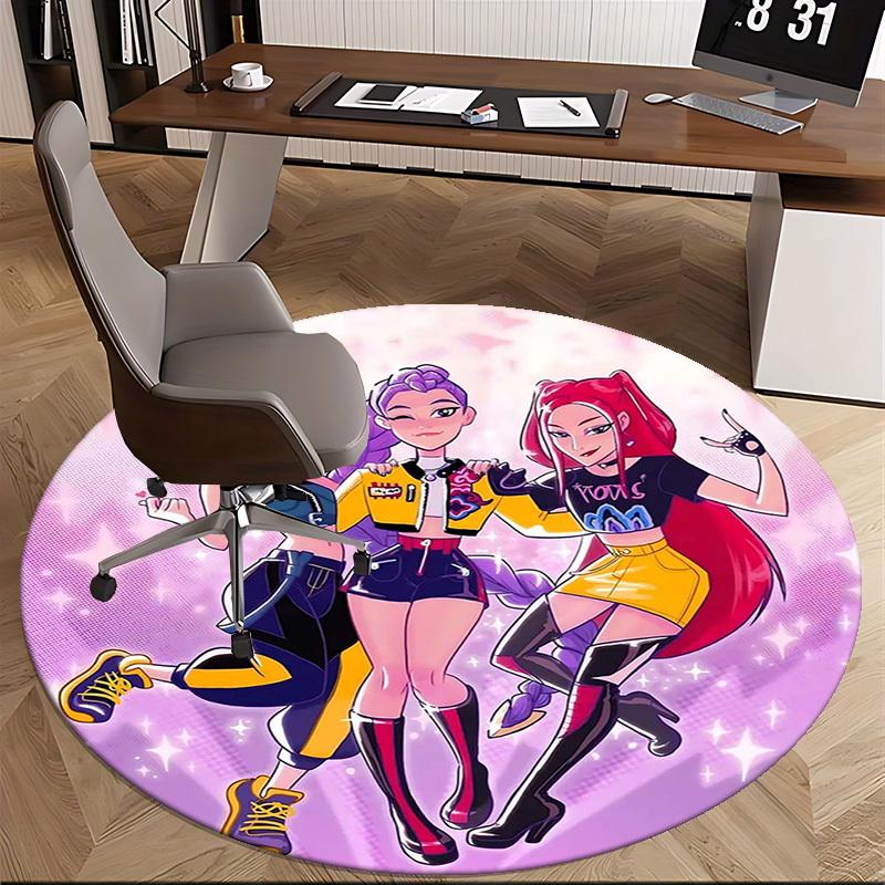 1pc Anime Design Round Carpet for Office Chair Mat, Non-Slip Rug Suitable for Home Decor, Living Room, Bedroom, Game Room - Festival Gift, Universal f