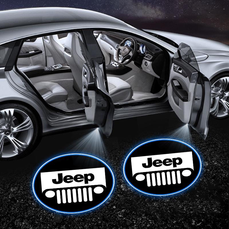 LED Car Door Welcome Lights Laser Projector Wireless Car HD Courtesy Lamp Caps For Jeep Grand Cherokee Commander Renegad MWGHF1