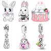 Медная подвеска-кролик Кролик Торт на день рождения Бусины Подходят для диаметра отверстия 4 мм Шармы Браслеты Женщины DIY Ювелирные изделия Подарок