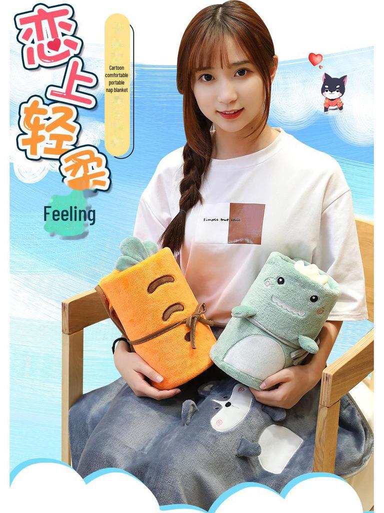 Портативное фланелевое одеяло с изображением мультяшных животных и фруктовым узором для дома или офиса