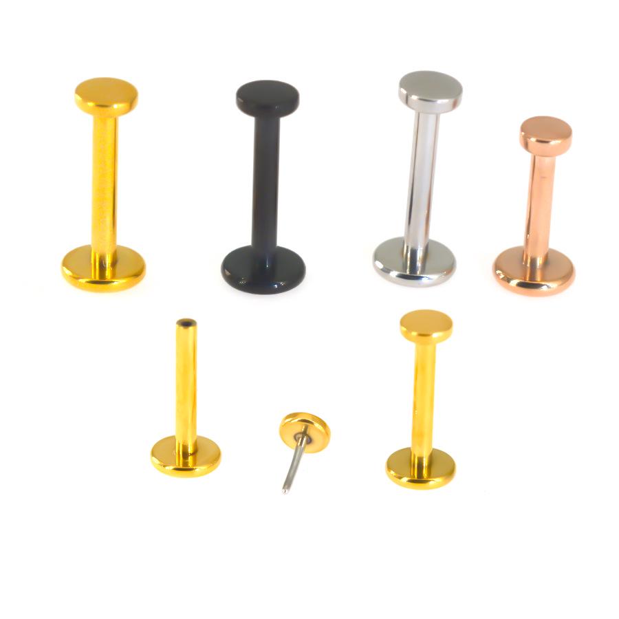 Титановая сталь Коническая штанга-диск для пирсинга губы, уха и носа (0,8-1,2 мм)