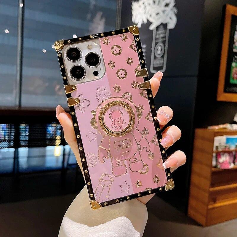 Модный блестящий брендовый чехол для телефона для IPhone 15 Pro Max, квадратный чехол с астронавтом для IPhone 14, 12, 11, 13 Pro Max, 7, 8, 6, 6S, 14 Plus, XS Max X, XR, силиконовый чехол