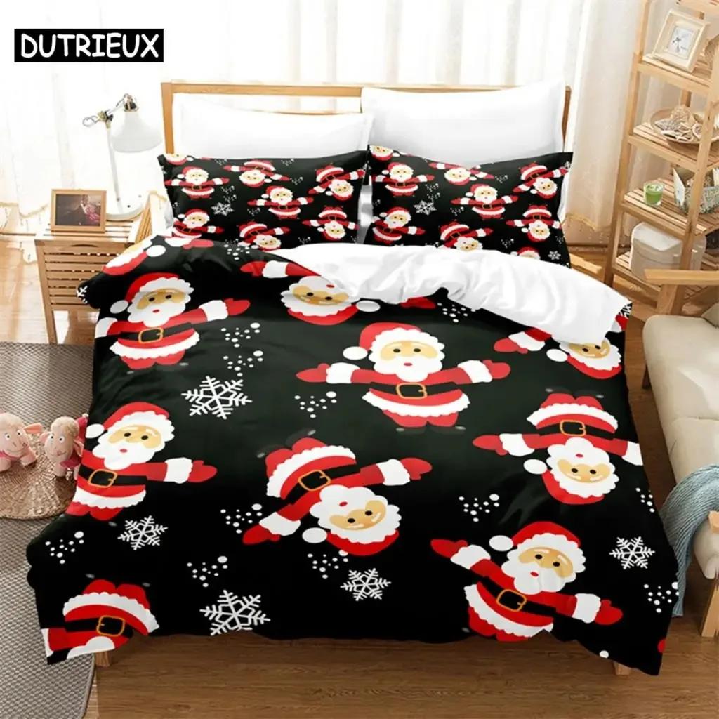 Cartoon Santa Claus Comfortable Duvet Quilt Cover Pillowcase Bedding Set Children Bedroom Decoration Home Textile