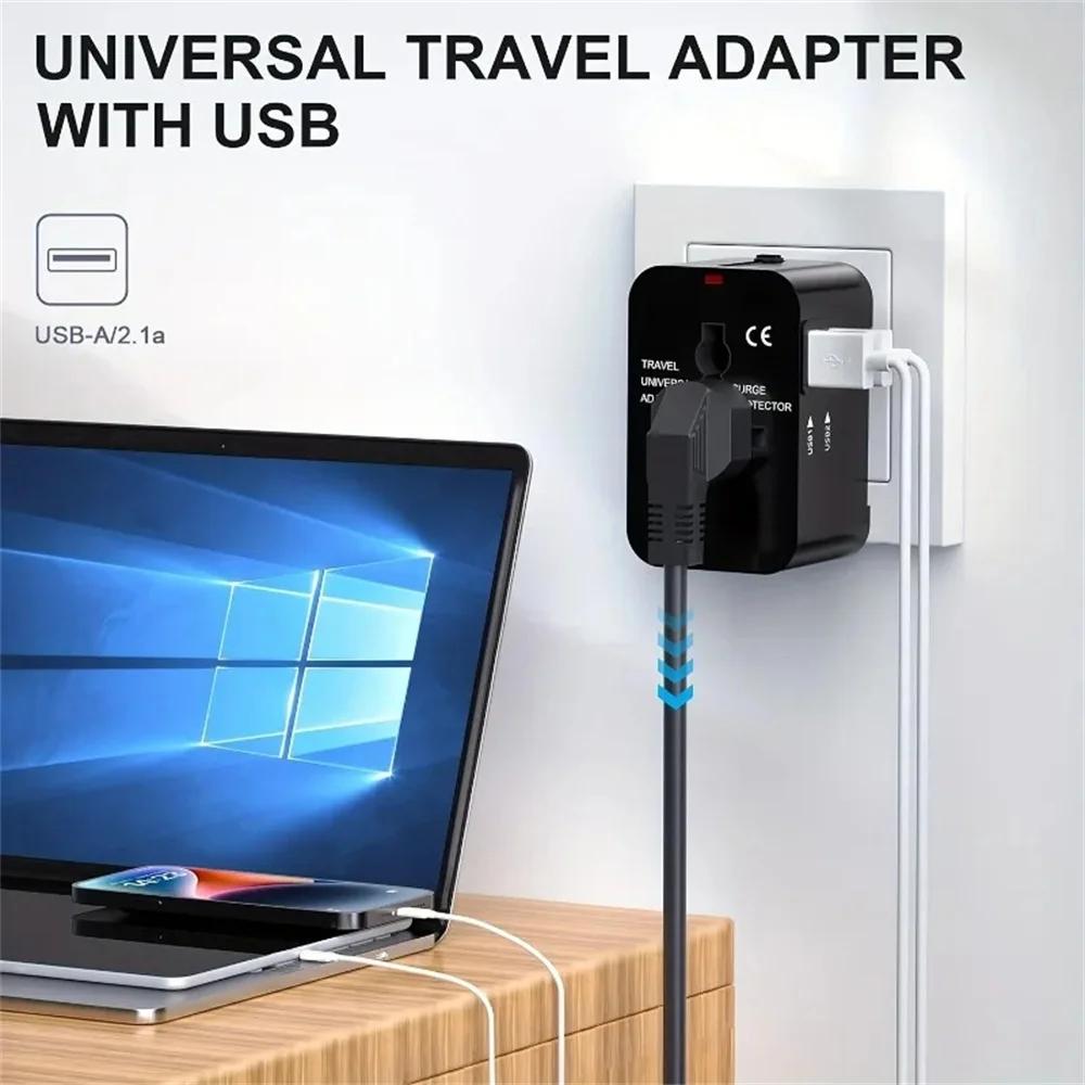 Двойные USB-порты Универсальный дорожный адаптер Адаптер вилки UK на EU Настенное зарядное устройство Преобразователь переменного тока Мировой для США ЕС Великобритания AUS