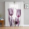 Прозрачные шторы с растениями, тюльпанами, современные марлевые занавески для гостиной, спальни, вуаль, занавески из пряжи