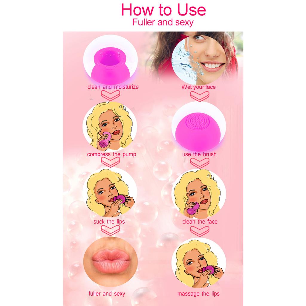 Lip Plumper Device Buty Mouth Quickly Face Cln Silicone Lip Pump With Brush