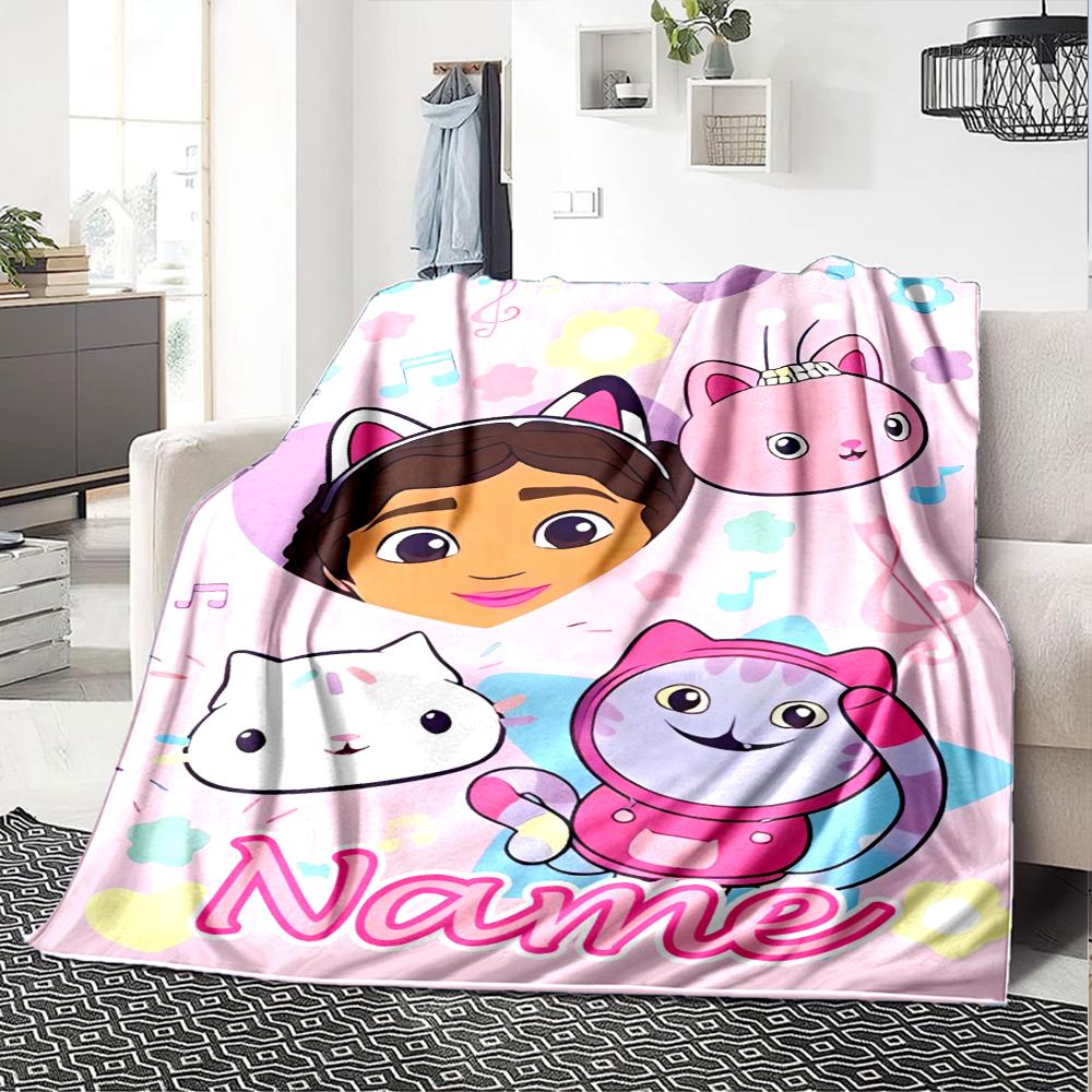 Customiz Name Personality Gabby's Dollhouse Blanket Soft &Warm Sofa Office Bed Travel Lunch Break Blanket, Gift Suitable All Seasons
