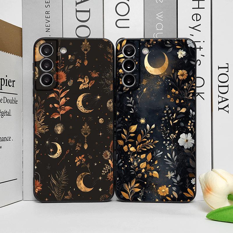 Винтажный эстетичный чехол для телефона с узором из цветов и луны для Samsung Galaxy S26 S25 S24+ S23 Ultra S22 Plus S21 FE S20 Мягкие чехлы