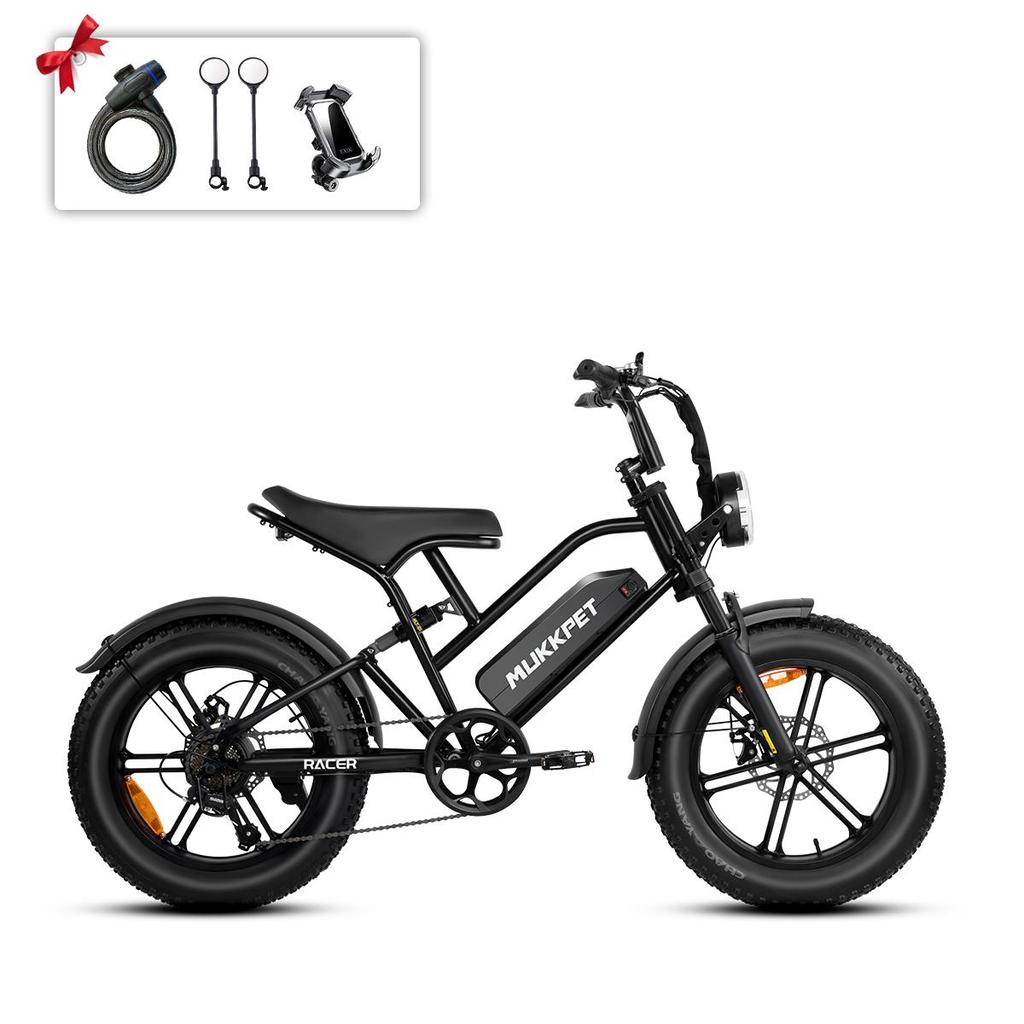 MUKKPET Racer Adult Electric Bike 250W Motor 48V18AH Battery 20 Inch Inflatable Tires City Commuter Electric Bicycle Max Load 150KG