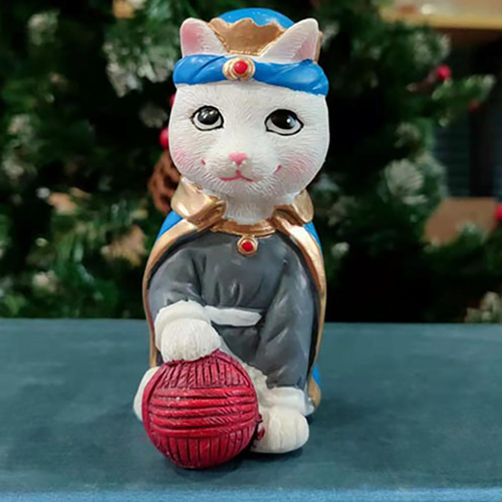 Unique Cat Resin Sculptures Ornaments Feline Nativity Scene Collectible Figurines Home Indoor