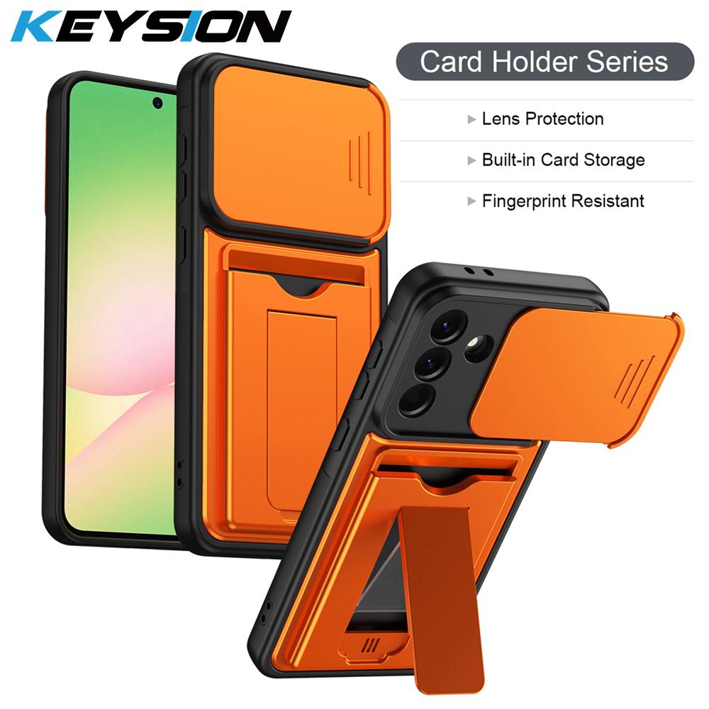 KEYSION Сумка-кошелек Чехол для телефона для Samsung Galaxy A57 5G A37 A27 A17 5G Защита камеры со сдвижной крышкой Подставка Ударопрочный чехол