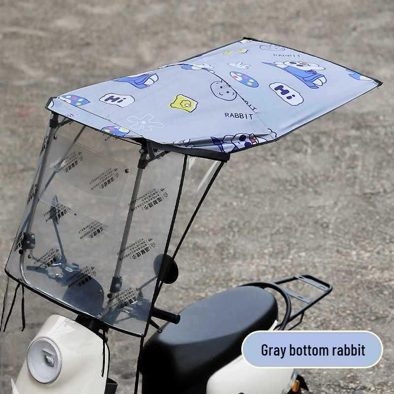Съемный складной тент для электромобиля: Выдвижной солнцезащитный козырек, ветро- и дождезащитный для педальных мотоциклов.