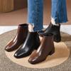 Women's Boots Small Short Boots Cowhide Simple Bare Boots Leather Boots