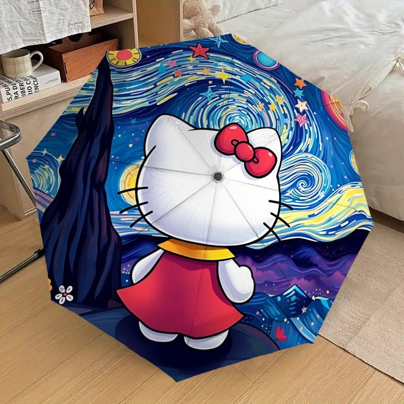 1pc Hello Kitty [Automatic Folding Umbrella] Durable Iron Frame & Rod, Portable Folding, All Seasons, Home Travel Outdoor, Makes a Great Holiday Gift