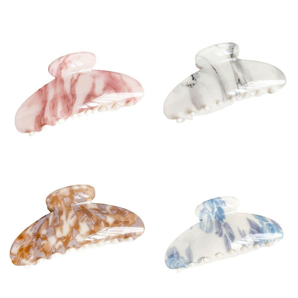 Зажим-акула, узор тушью, заколка для волос, однотонная, для хвостика, девочки