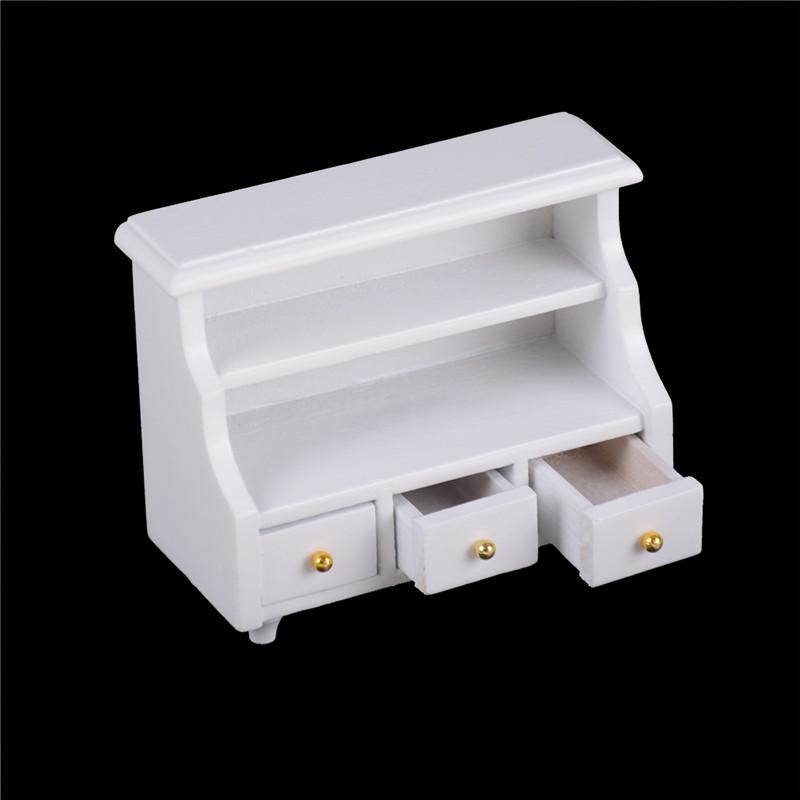 Кукольный домик Миниатюрная мебель Белый деревянный шкаф Шкаф для 1:12 кукольный домик