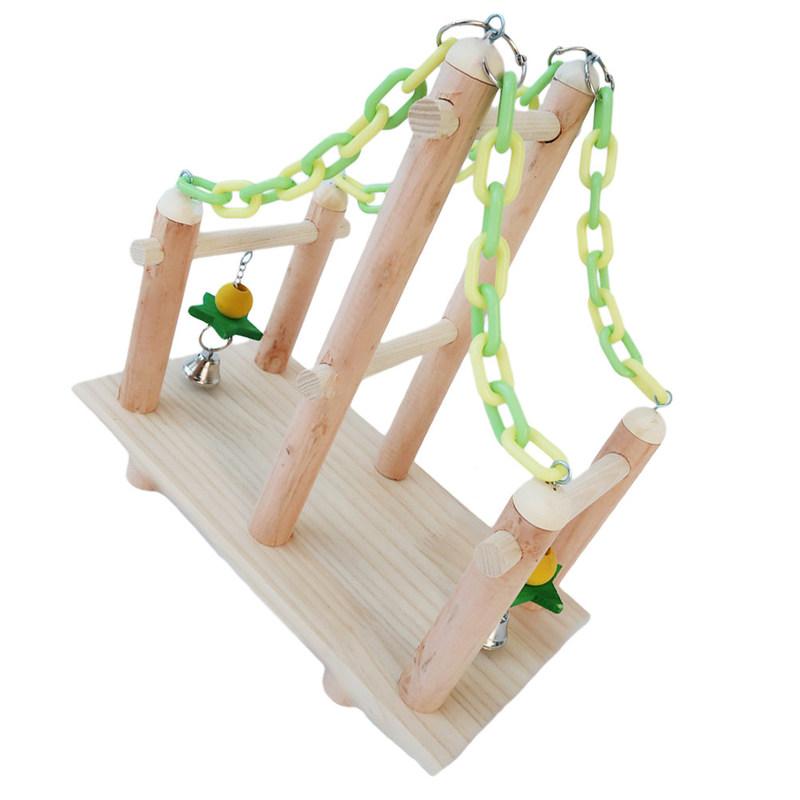 1Set Parrot Eco Wooden Standing Rack for Cockatiels Parakeets Physical Activity Playground