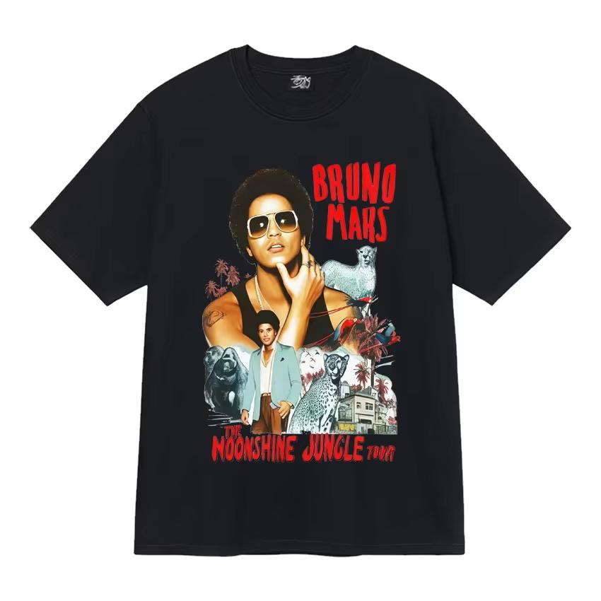 Singer Bruno Mars 24k Magic World Tour Fashion Graphics T Shirts Mens Aesthetic Hip Hop Tshirt Casual Summer Streetwear Unisex