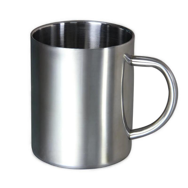 New Convenient Silver Handle Double Wall Stainless Steel Portable Coffee Mug Travel Cup 220ml 300ml 400ml