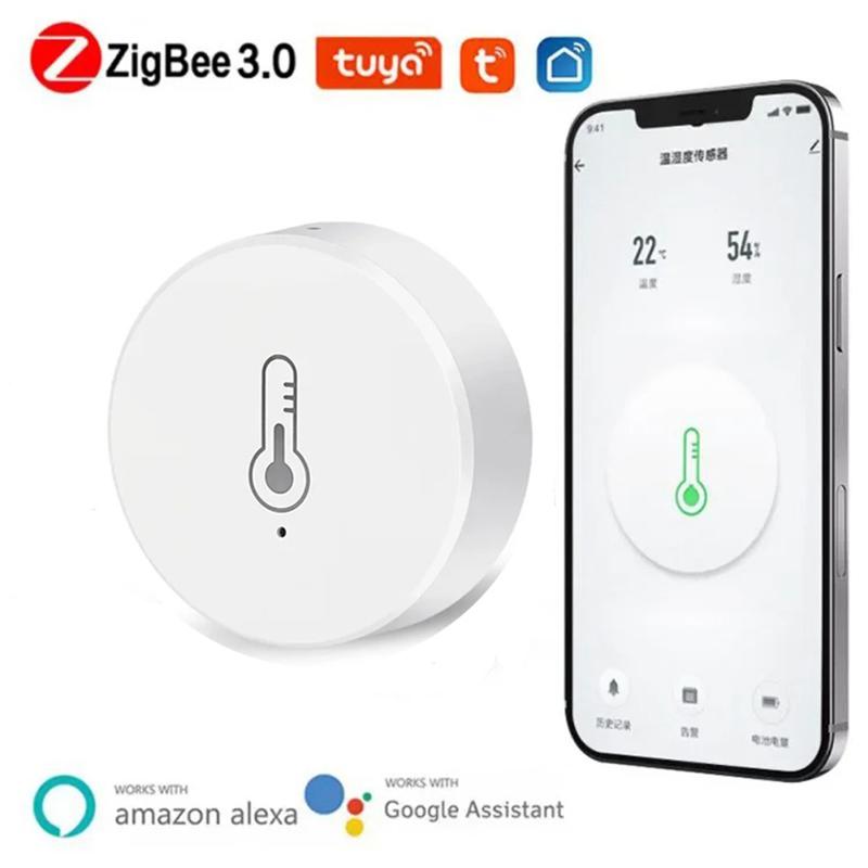 Tuya Умный Zigbee Датчик Температуры и Влажности Комнатный Термометр Монитор Работает с Alexa Google Home домашняя автоматизация