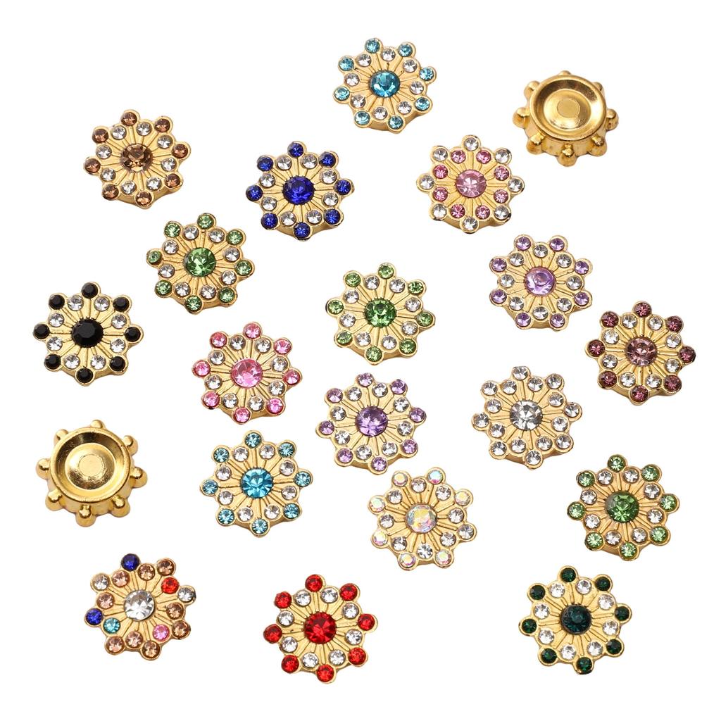 Plastic Spray Plated Snowflake Circular Gold Dot Diamond Sewing Tool Decorative Button Scrapbooking Garment DIY Apparel Accessories