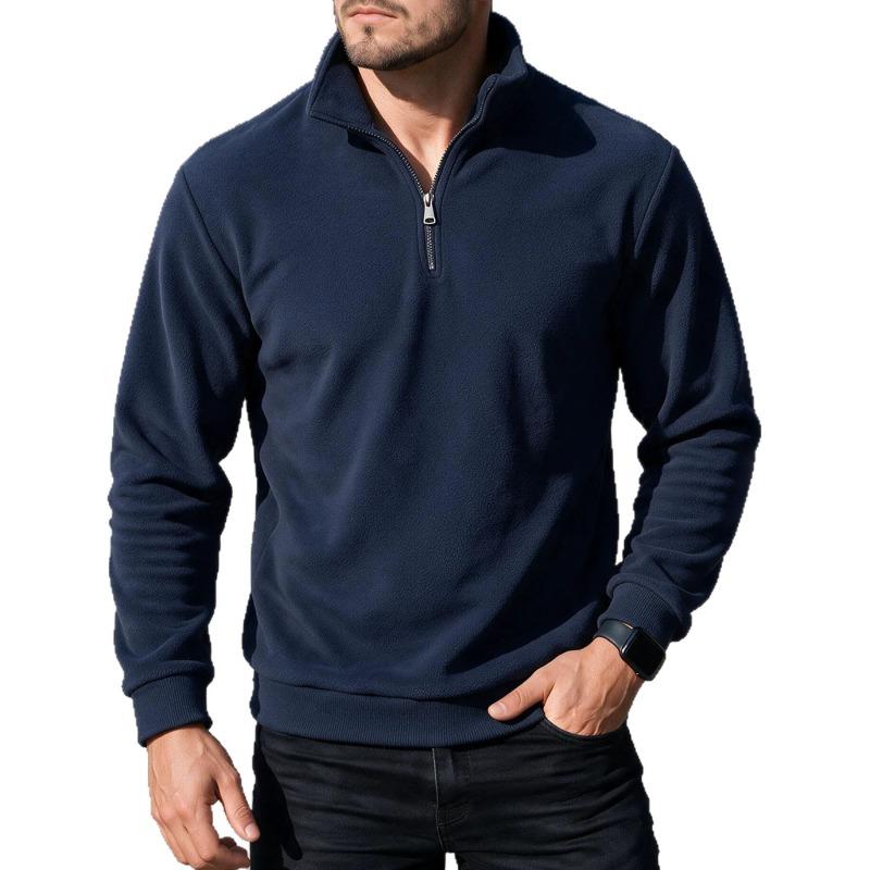 Men S Solid Half Zip Casual Stand Collar Long Sleeve Sweatshirt