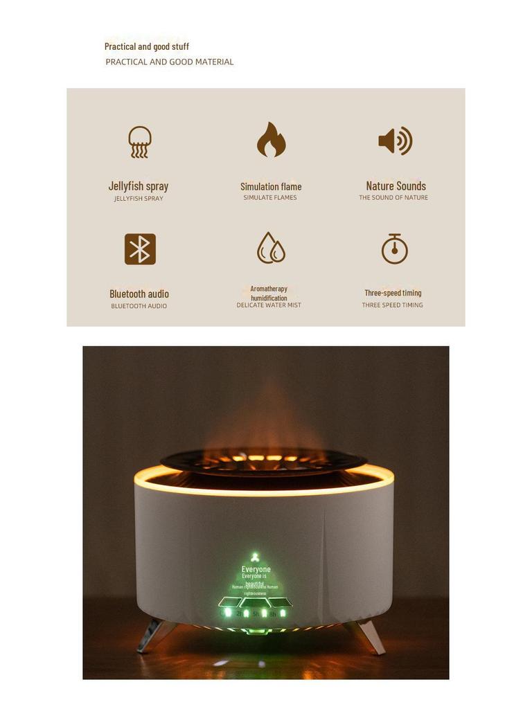 Ароматерапевтический увлажнитель воздуха Volcano: Bluetooth-динамик, диффузор эфирных масел, большой объем тумана, таймер, дистанционное управление.