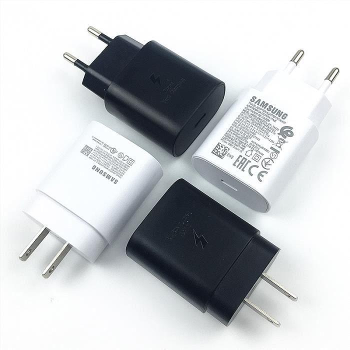 Chargeurs,Samsung S20 Chargeur Super Rapide Original 25W Adaptateur De Charge Rapide Type C À Type C Câble - Type Black Cable Box