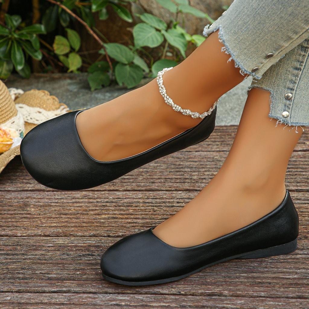 2025 Весна и Осень Новые Туфли с Круглым Носком, Толстый Каблук, Глубокий Вырез, Удобные Женские Туфли на Четыре Сезона