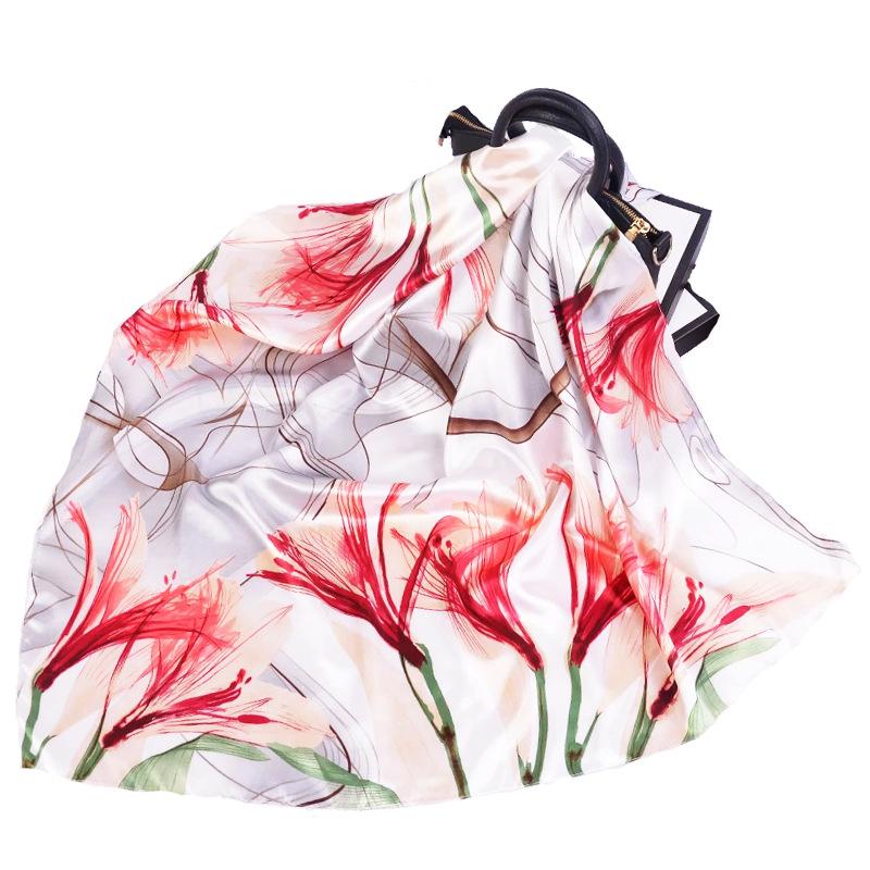Women Fashion Square Vintage Print Satin Neckerchief Sun-Proof Scarf Scarves Shawl High Quality 1PC 90*90cm