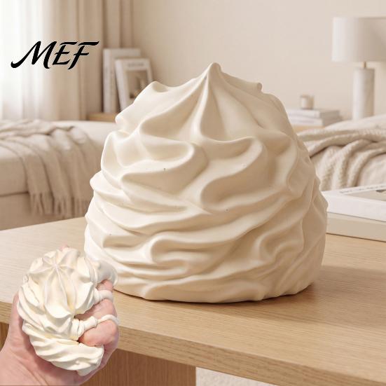 Safe Stress Relief Toy White Cream Squeeze Ball, Palm Kneading Toy, Soft Texture Decompression TPR Ball for Adults Kids, Fidget Anxiety Relaxation